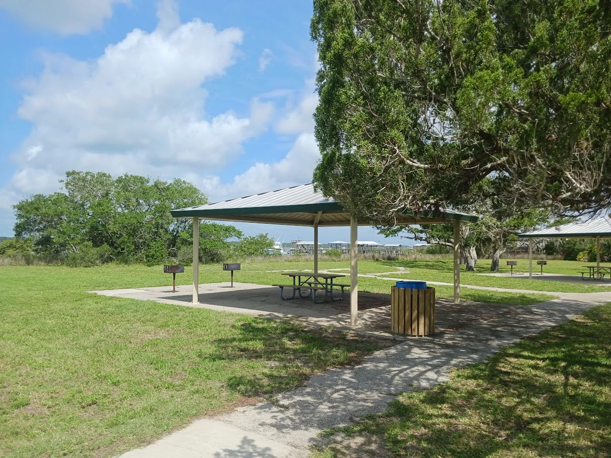 typical picnic pavilion with grills at frank butler park west, st augustine